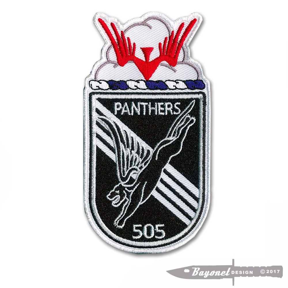 505th Parachute Infantry "Panthers" Patch - 4 1/4" X 2 1/4" Hook & Loop backing