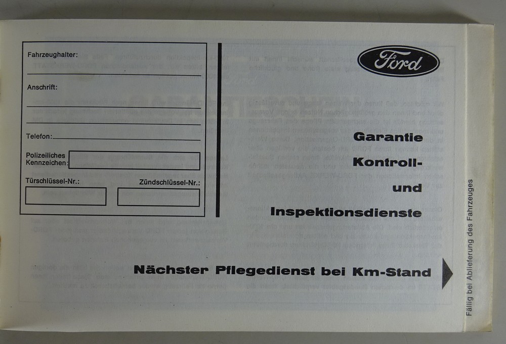 Operating Instructions / Manual Ford 26 M P7 Stand 07/1969