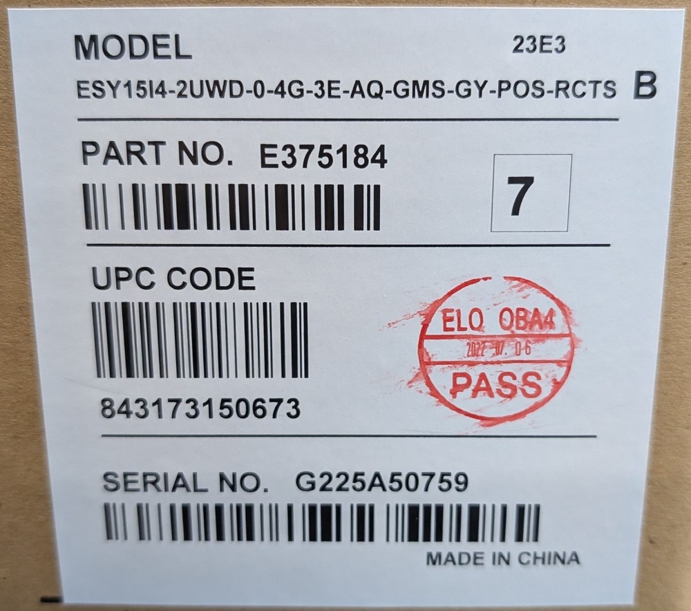 ELO Z30 (Model E390075) Android POS Touchscreen Terminal w/10" Customer Display