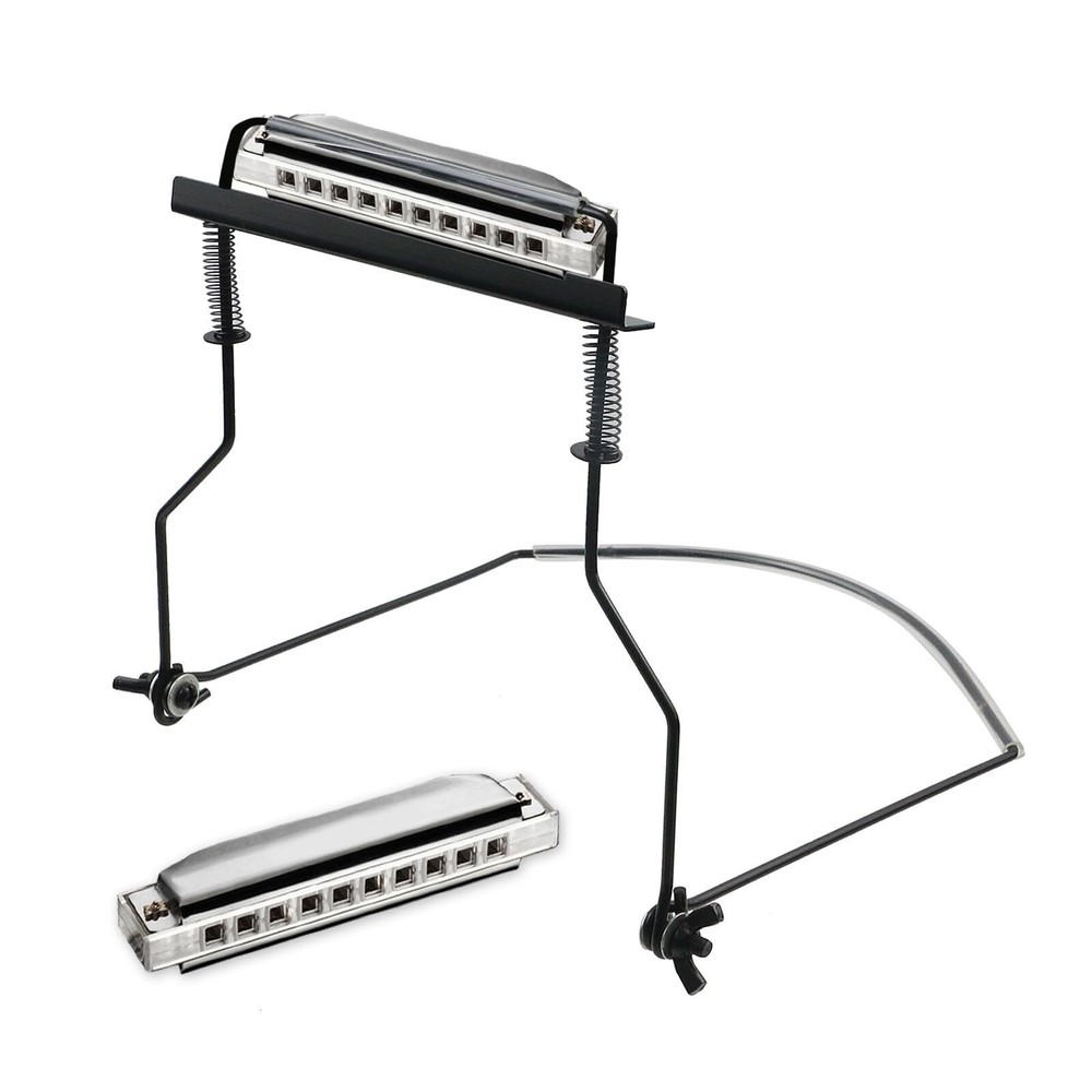 Durable Adjustable Suitable 10 Hole Harmonica Neck Rack Mount Holder Stand Iron