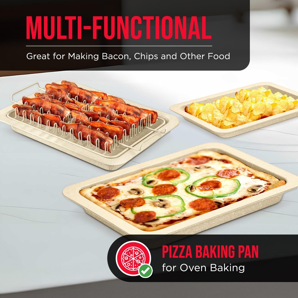 Bacon Tray - 2-Piece Set – Marble Coating - 2 Piece Set, White