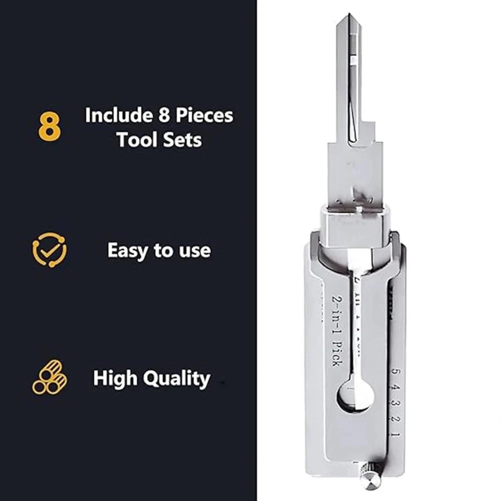 Key Decoder 2 In 1 Portable Lock Picking Set Hook And Pickup Tool Kit Ergonomic