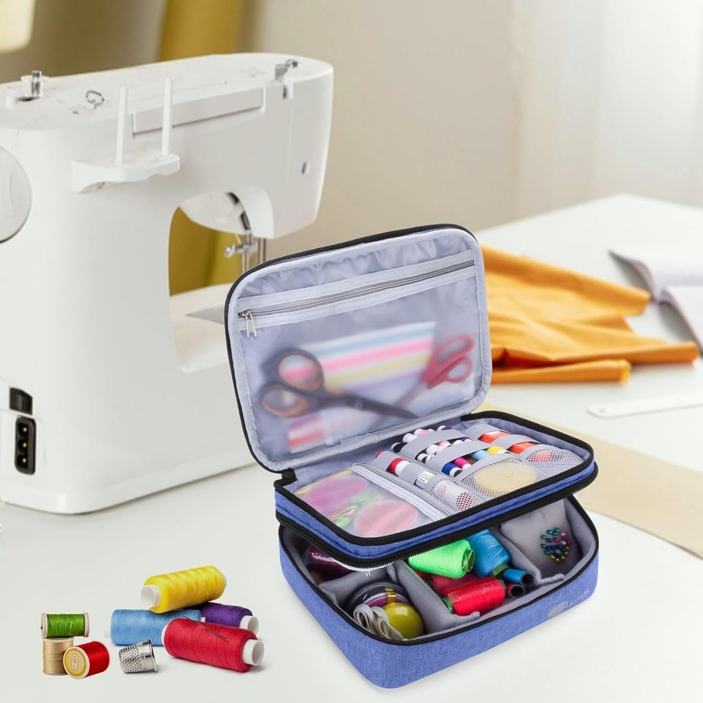 Compact Sewing Tool Organizer Bag with Removable Dividers for Easy Access