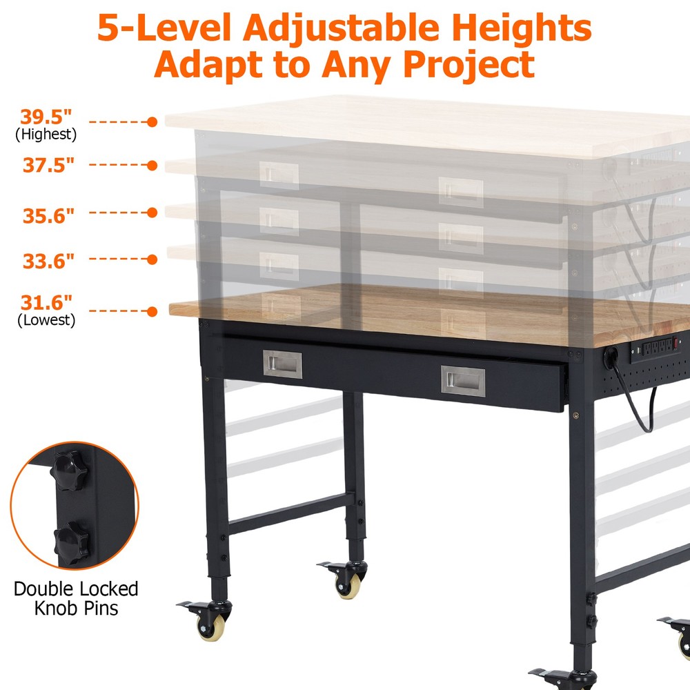 Heavy-Duty Garage Work Benches, 2000LBS Load Capacity for Workshop, Office, Home