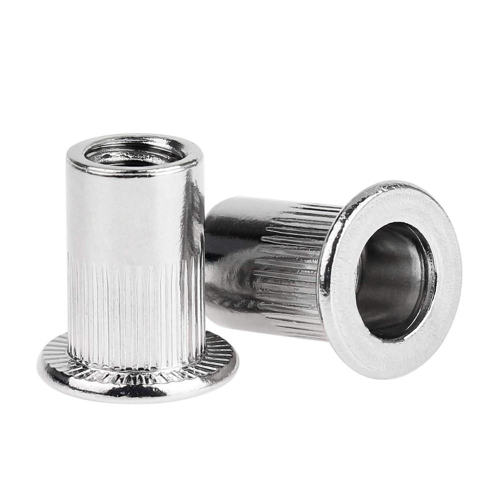 150 Pieces 1/4"-20 Stainless Steel Rivet Nuts Flat Head Threaded Silver