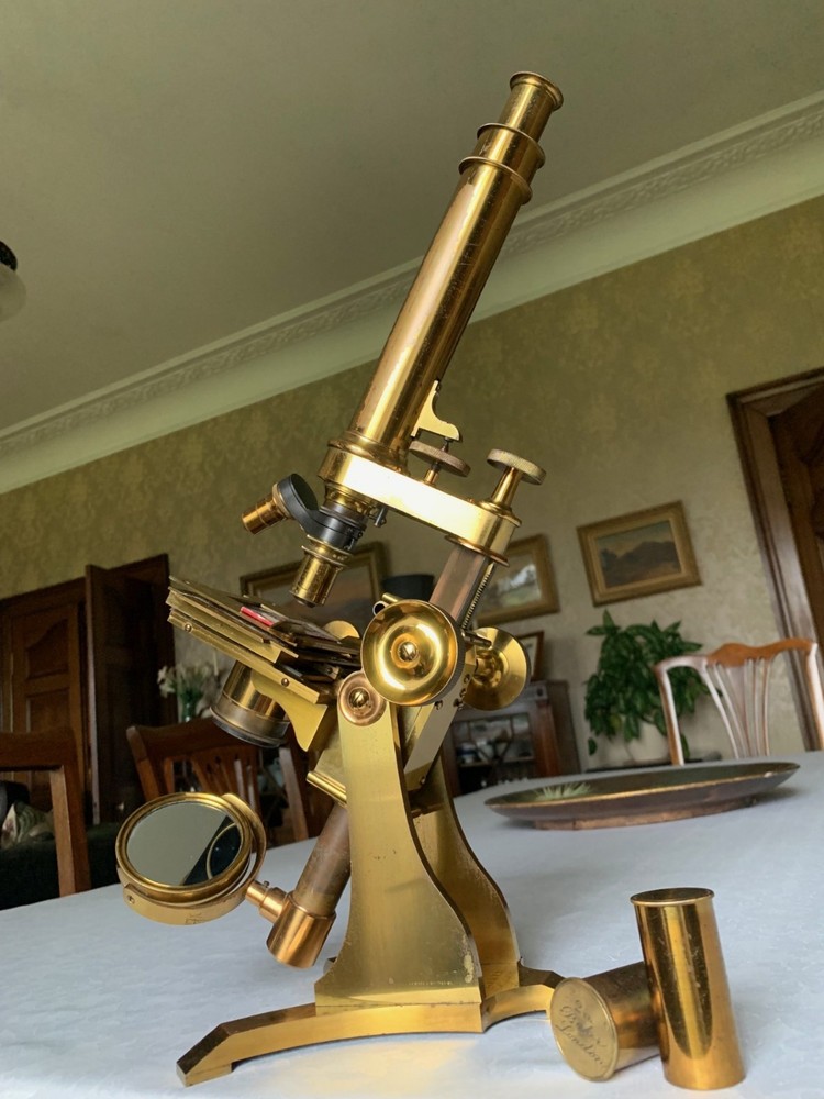 Large Antique C. Baker No. 2 - Compound Bar-limb Brass Microscope - circa 1860
