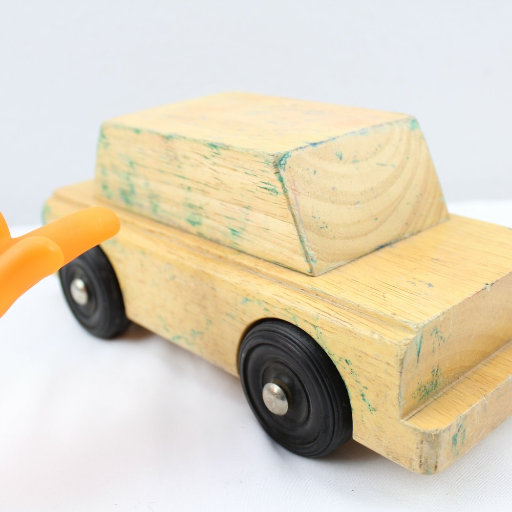 Wooden Car Solid Wheels Montessori Toy Learning 8.5"