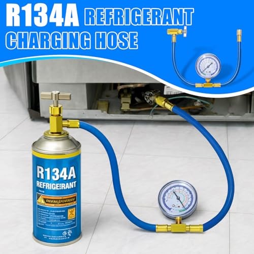 R134a Refrigerant Charging Hose to Refrigerator, AC Recharge Hose, Can Tap