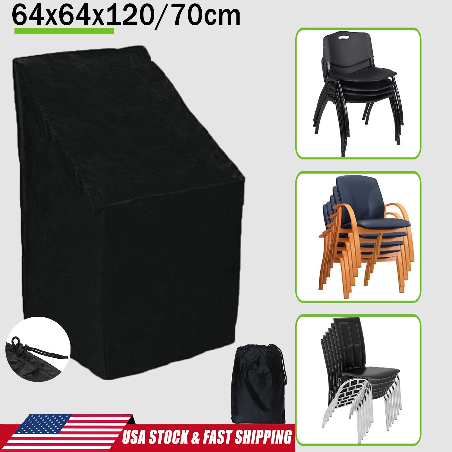 Waterproof High Back Stackable Patio Chair Cover Outdoor Furniture Protection US