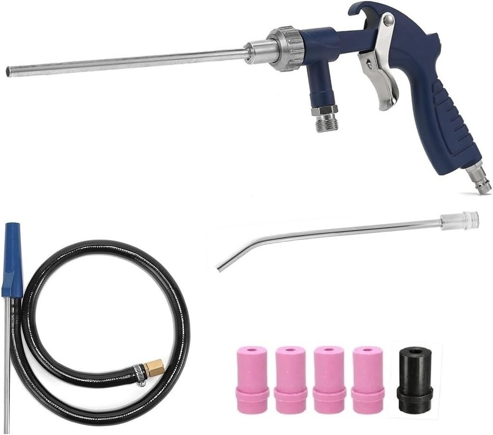 Air Sand Blaster Gun kit with 5pcs Replaceable Nozzle,Carbon Cleaning Walnut Bla