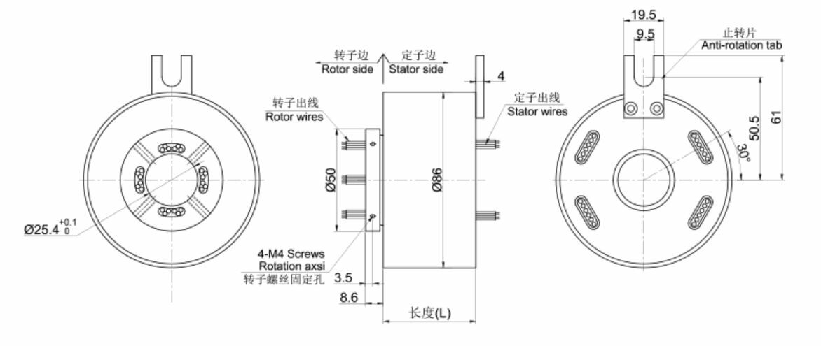 12 Circuits/10A Hollow Shaft Conductive Ring Slip Ring Through Hole Dia.25.4mm