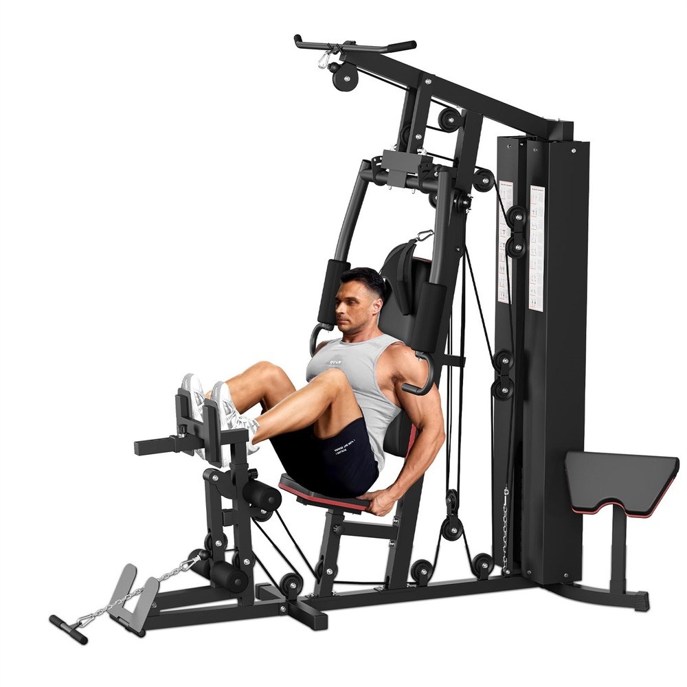 Home Gym Machine Full Body Workout Machine W/150LBS Weight Stack LAT Pull Down