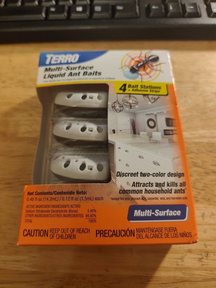Terro Multi-Surface Liquid Ant Baits, Bait Station & Adhesive Strips 4 Stations