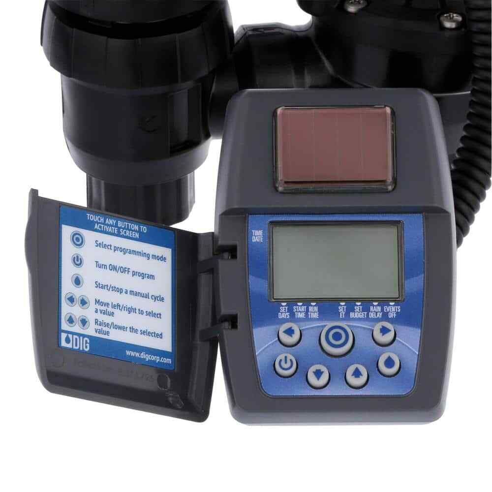 Solar Powered Irrigation Timer with Anti-Siphon Valve Waterproof Outdoor DIG