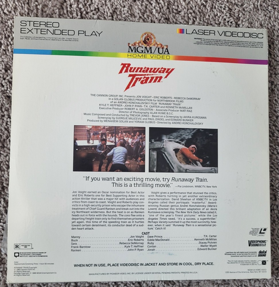 Eric Roberts Signed Autographed 'Runaway Train' LaserDisc - w/COA