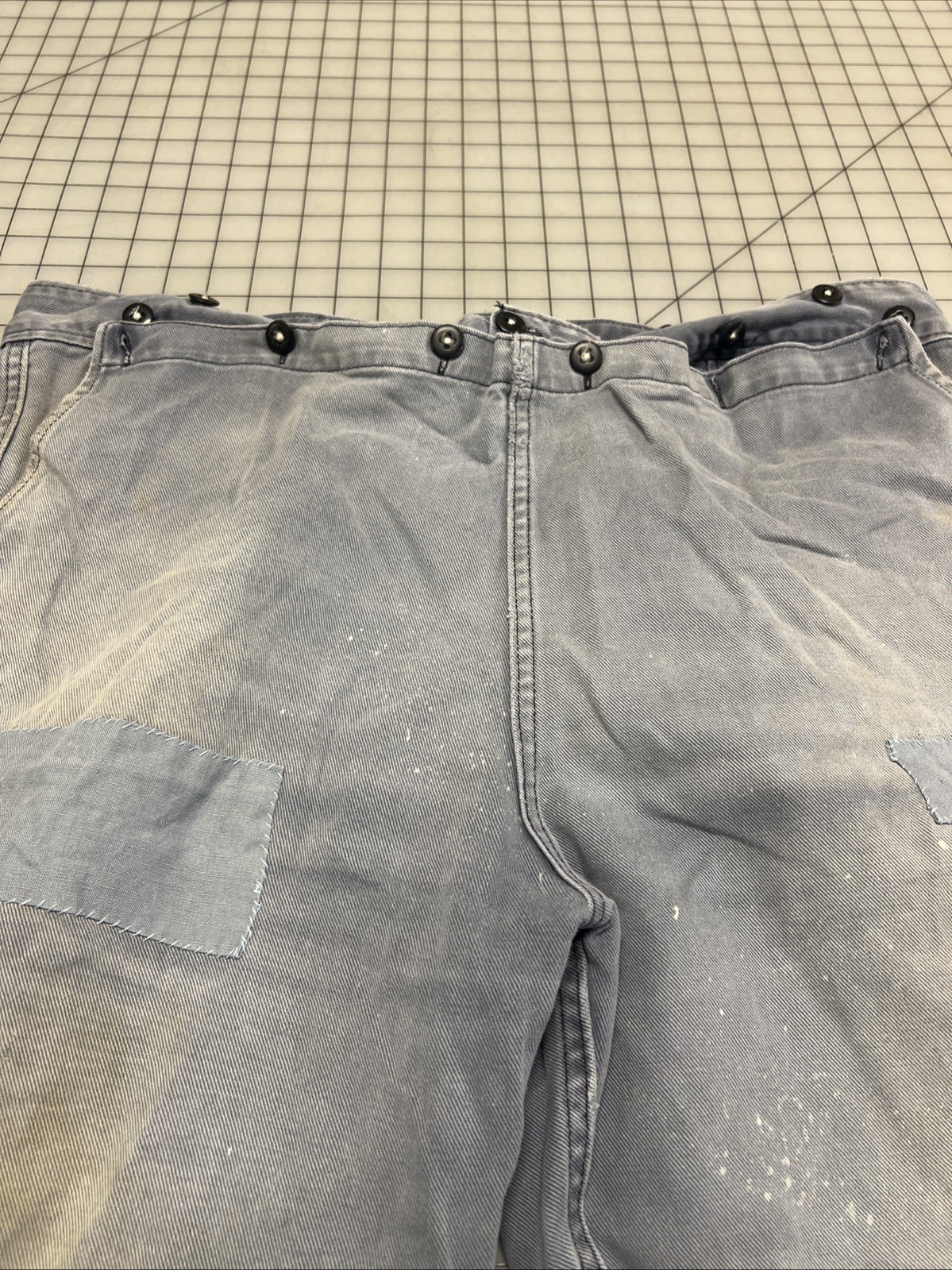 Repro 19th Century Men's 'Veteran' Condition Denim Fall-Front Trousers, SZ 42"