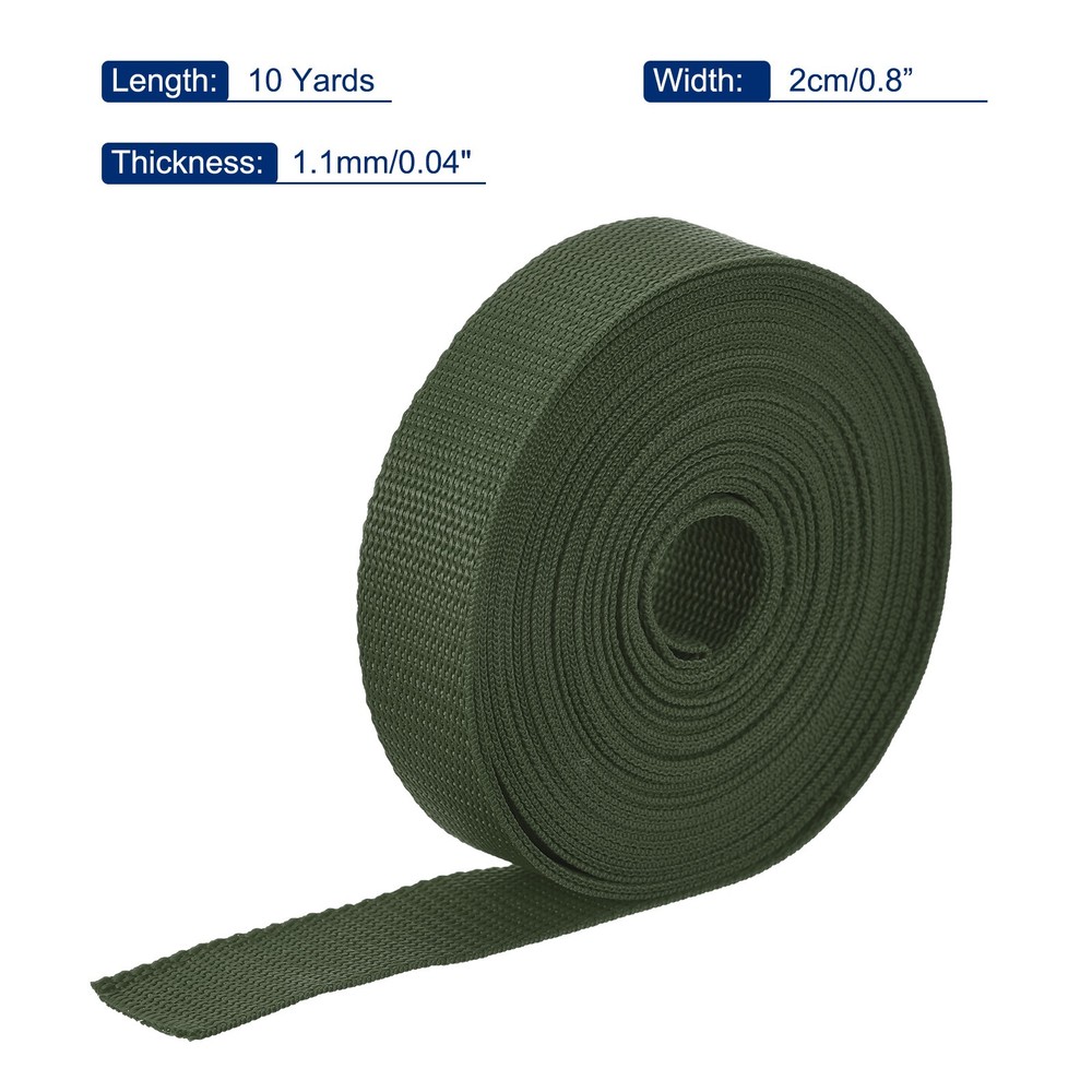 Lightweight Polypropylene Webbing Strap 0.8" 10 Yard Backpack Army Green