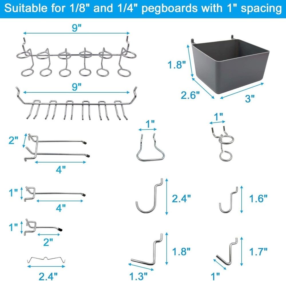 Efficient Tool Storage: 80-Piece Pegboard Hook & Bin Set for Garage or Kitchen