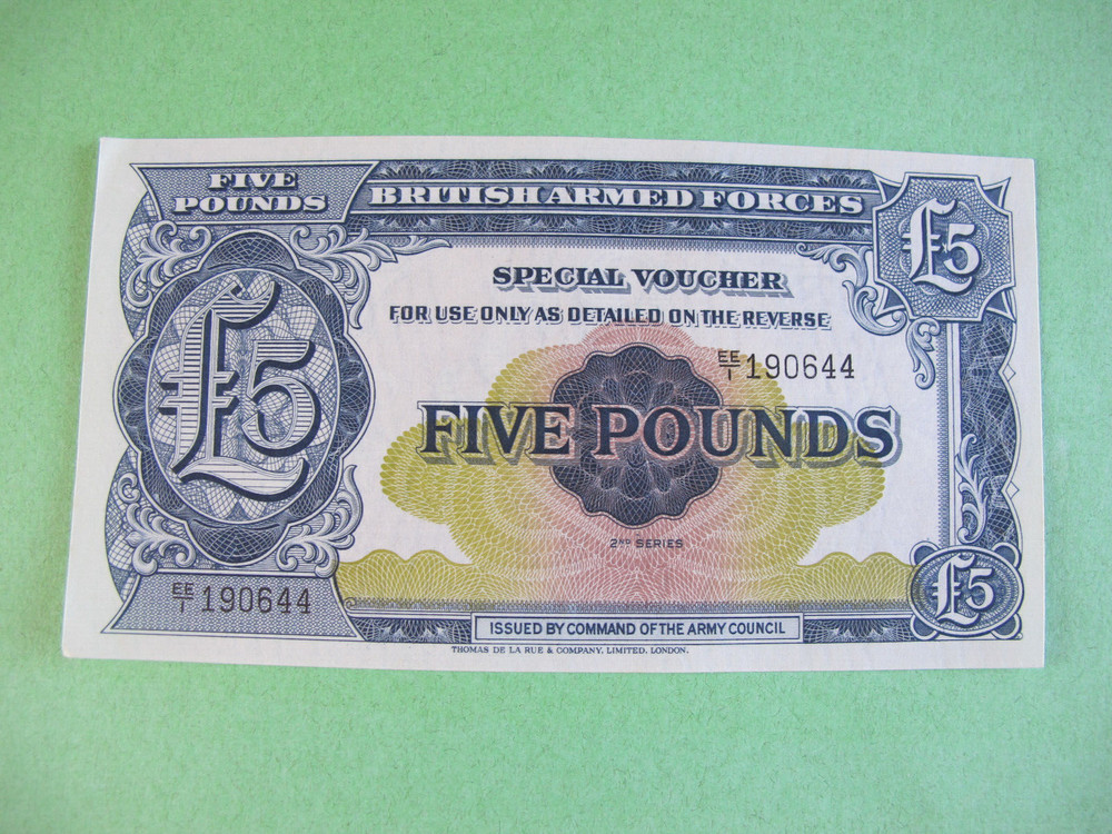 Five Pounds British Armed Forces Banknote Unc