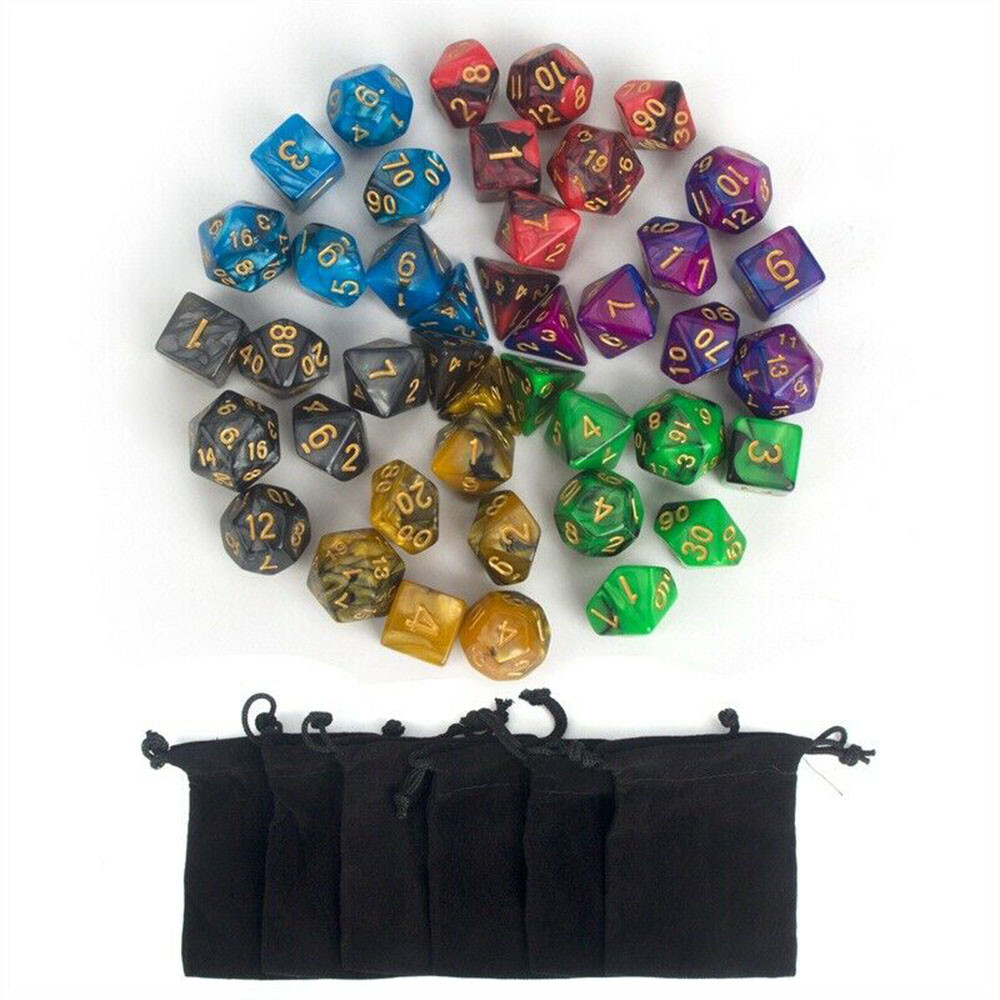 42 Pcs Polyhedral Dice Sets w/ Pouches for Dungeons and Dragons DND RPG MTG