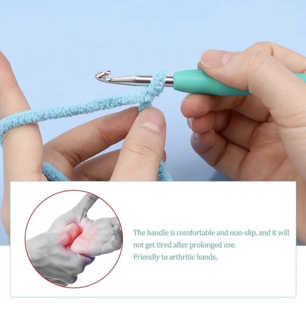 6.5mm Crochet Hook Needle Ergonomic Handle-Arthritic Hands Extra Long Beginners