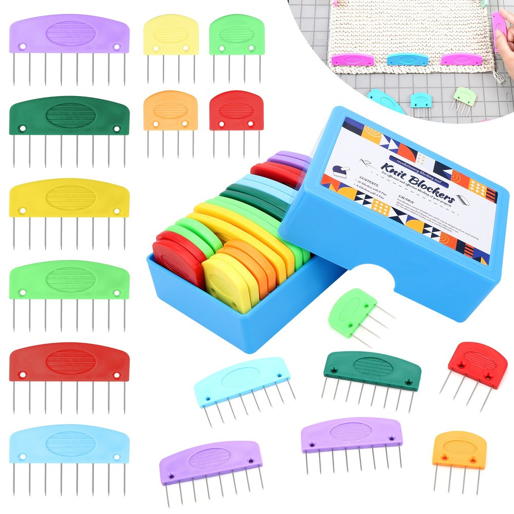 20PCS Knit Blockers Pins for Knitting Blocking Combs Stainless Steel Needles Set