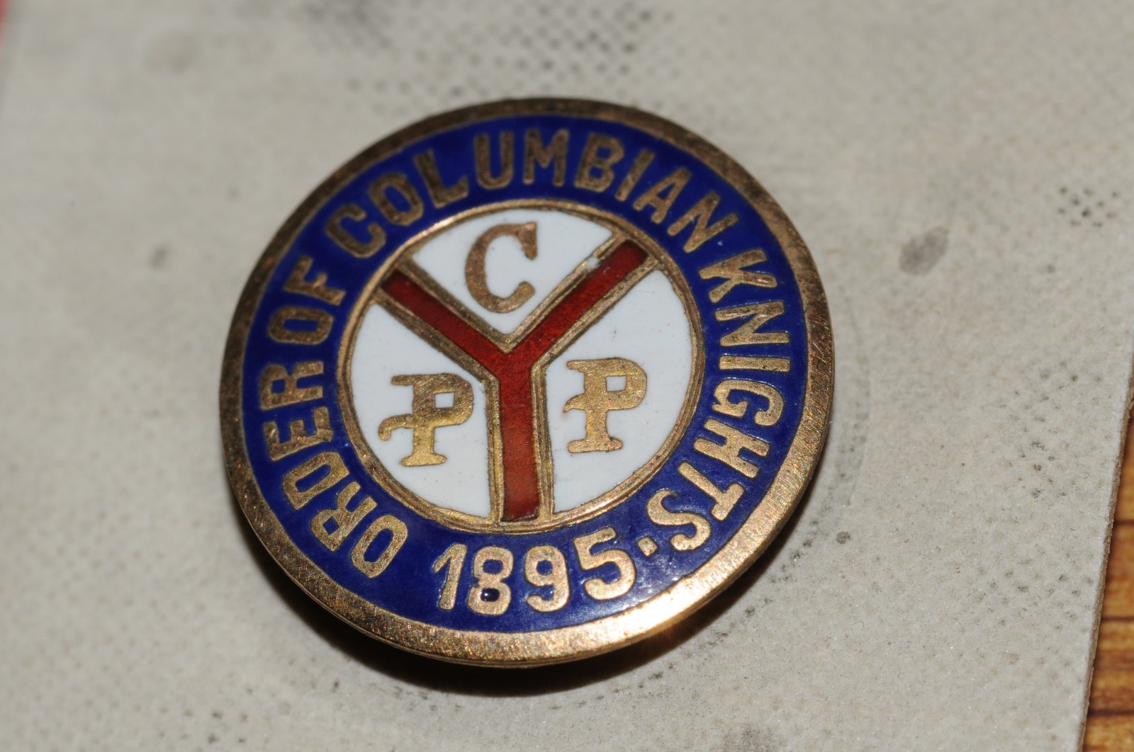 Order Of Columbian Knights 1895 Fraternal Organization Lapel Pin Gold Filled*