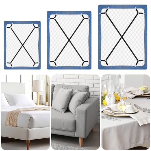 Bed Sheet Holder Straps Adjustable Sheet Fasteners Clips Keep Bedding 2 Black