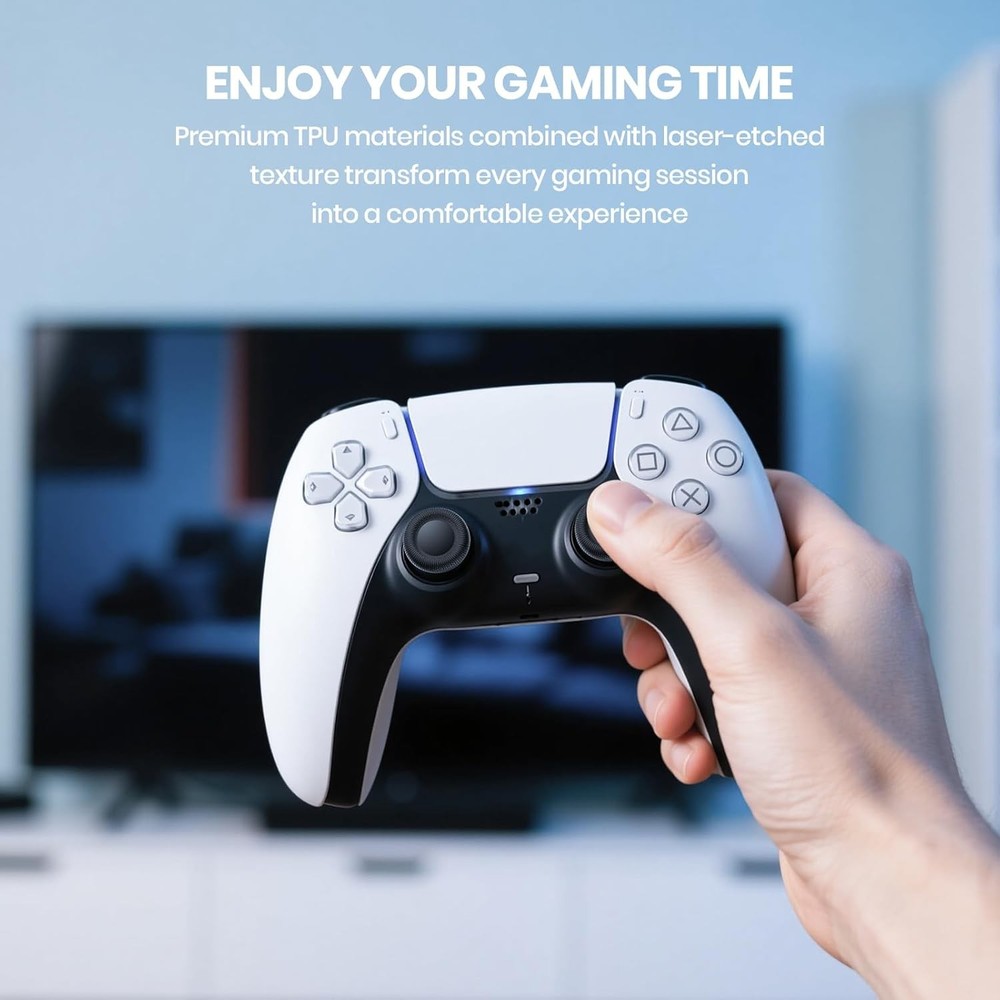 NEWDERY Joystick Replacement Grip Caps for PS4/PS5 Controller, PS5/PS4 Black