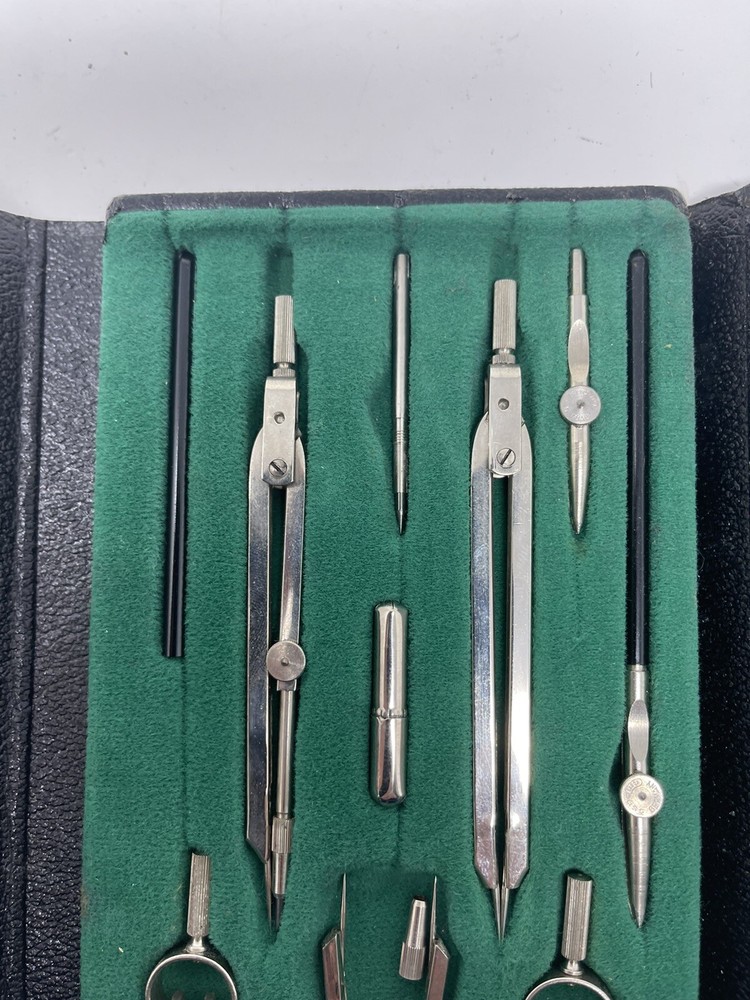 Vintage Drafting Tools Set With Green Black Case Made in Germany Technical 609