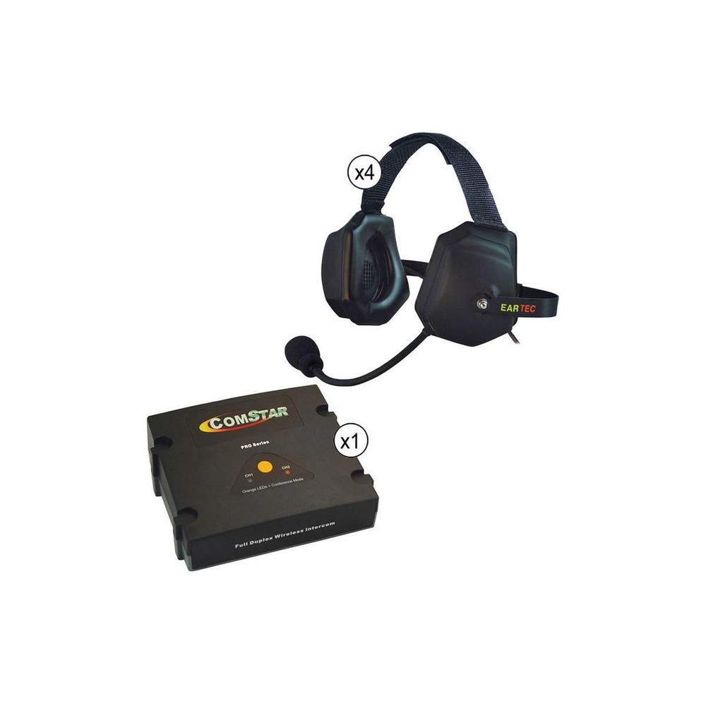 Eartec COMSTAR XT 4-User Full Duplex Wireless System, 4x XTreme Wireless Headset