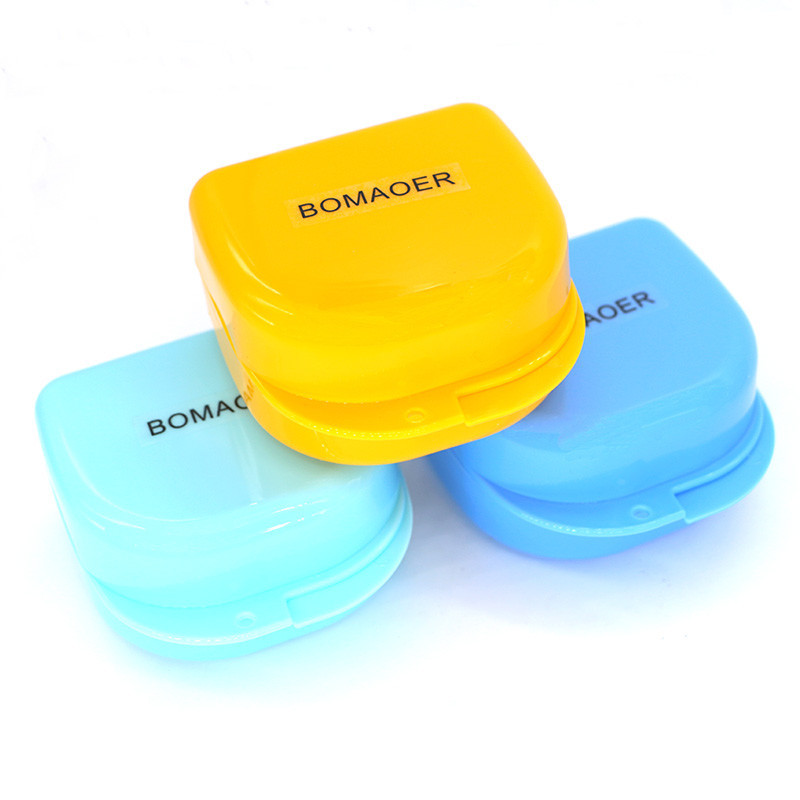 Blue Orthodontic Retainer Case Secure Storage for Dentures Mouthguards Aligners