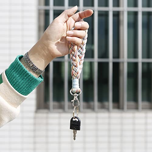 XGALBLA Soft Macrame Keychain Boho Handmade Wristlet Style 7- Red Multicolore