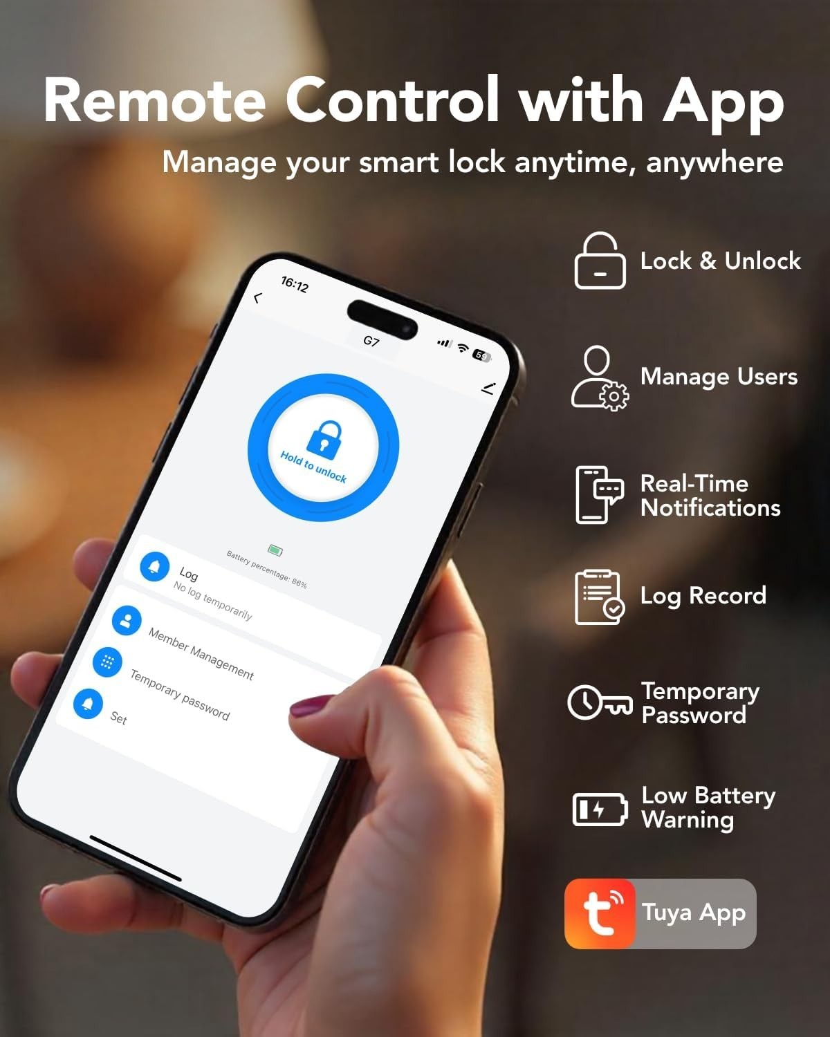 Devo Smart Door Lock with Handle for Front Door Smart Deadbolt Fingerprint Wi-Fi