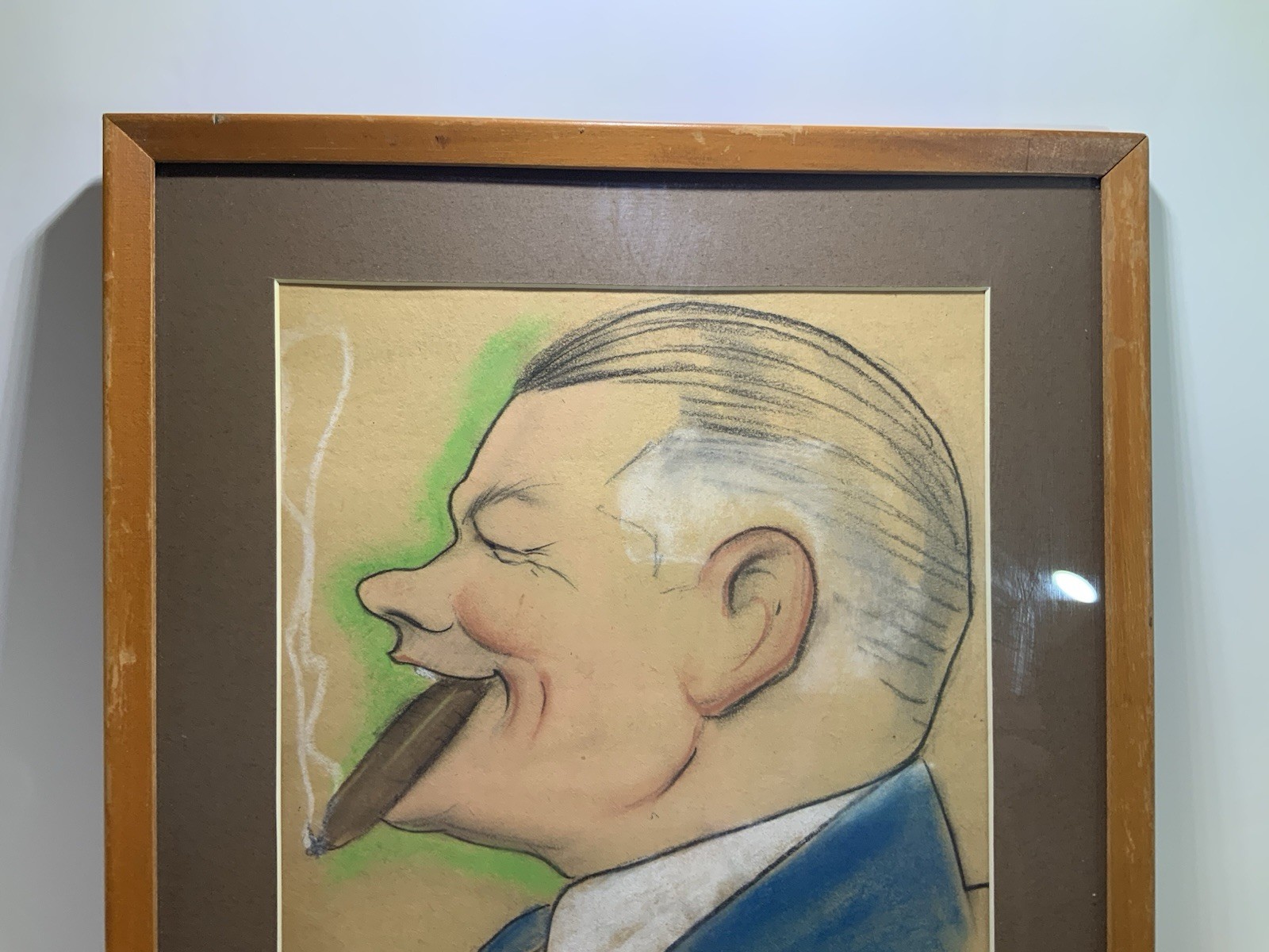 Vintage Mexico City Caricature Man With Cigar Xochimilco 1944 Rare Signed Art