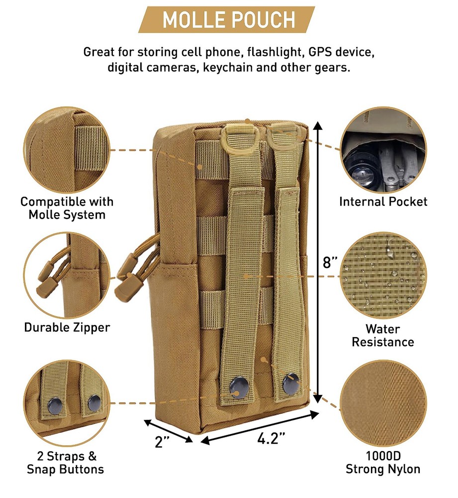 Molle Pouches Compact Strong and Durable Tactical Pouches, Molle Attachments,