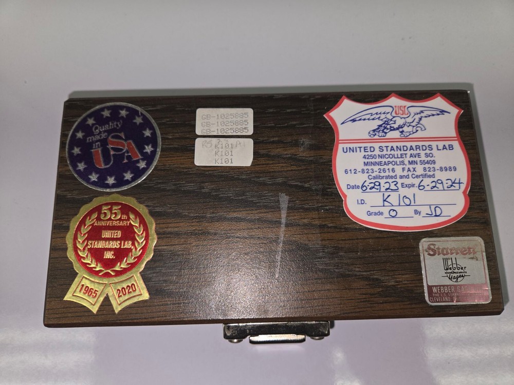 Webber Thin gage blocks, RS28A1 GRADE 0, Serialized. Calibrated 2023.