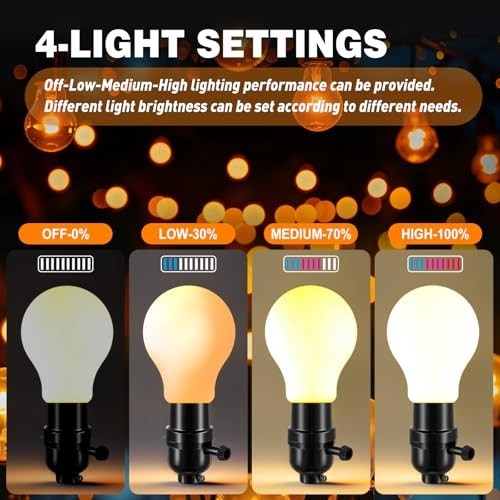 6 Pcs E26 3-Way Lamp Socket Replacement, UL Listed, Turn Switch for Table/Floor