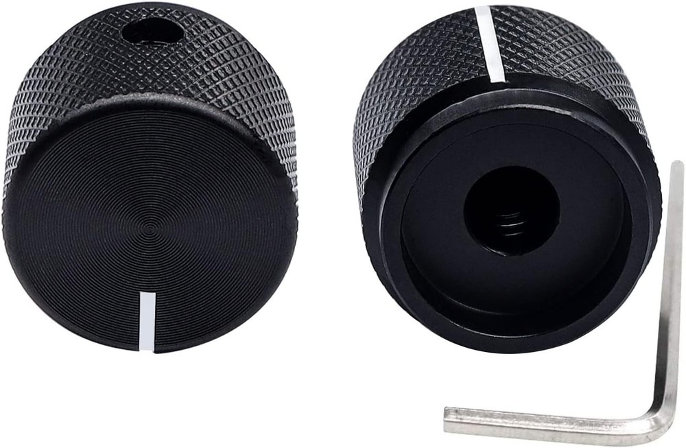 Compact Anodized Aluminum Rotary Knobs, 2pcs Volume & Switch Control - 20mm