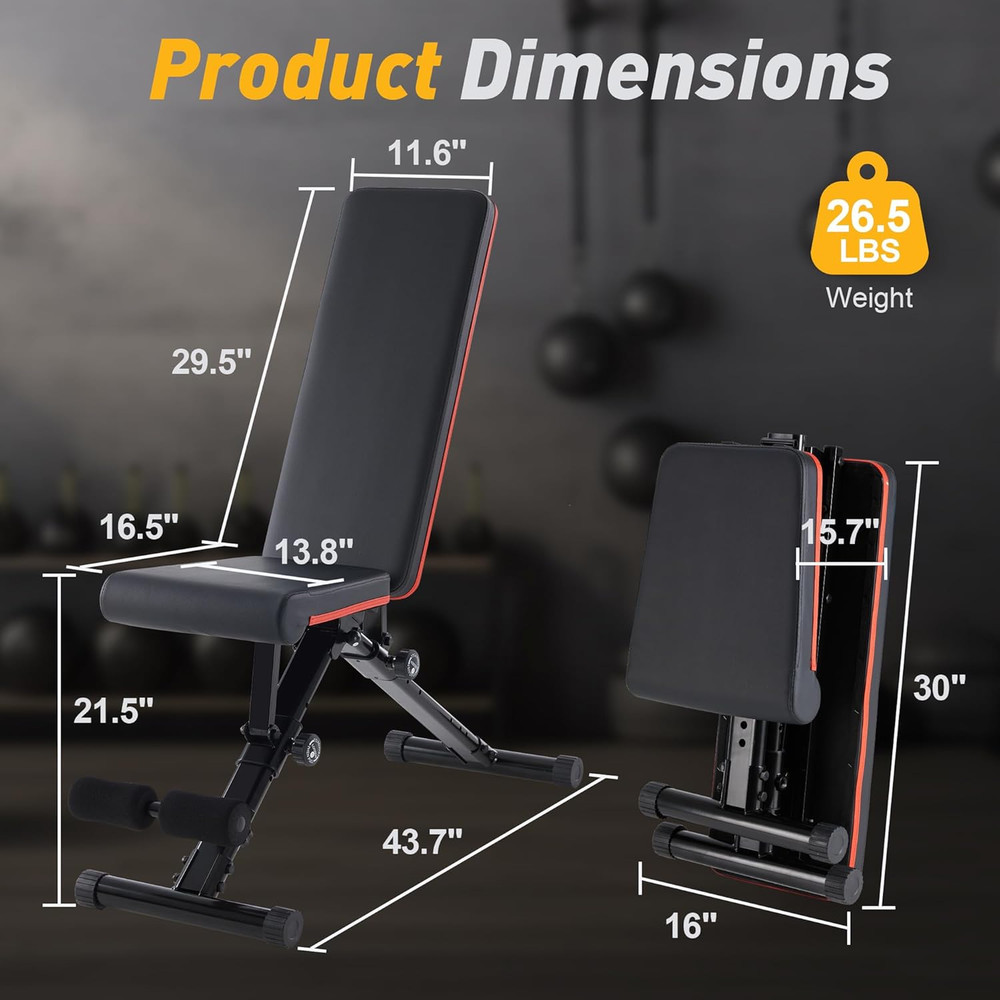 Adjustable Weight Bench, Workout Bench 795 Lbs Capacity with 72 Multi-Position S