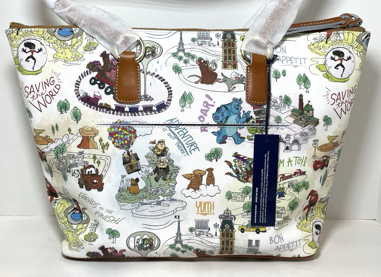 New Disney Parks Dooney & Bourke Pixar Maps Tote Bag Purse Exact Bag Pictured