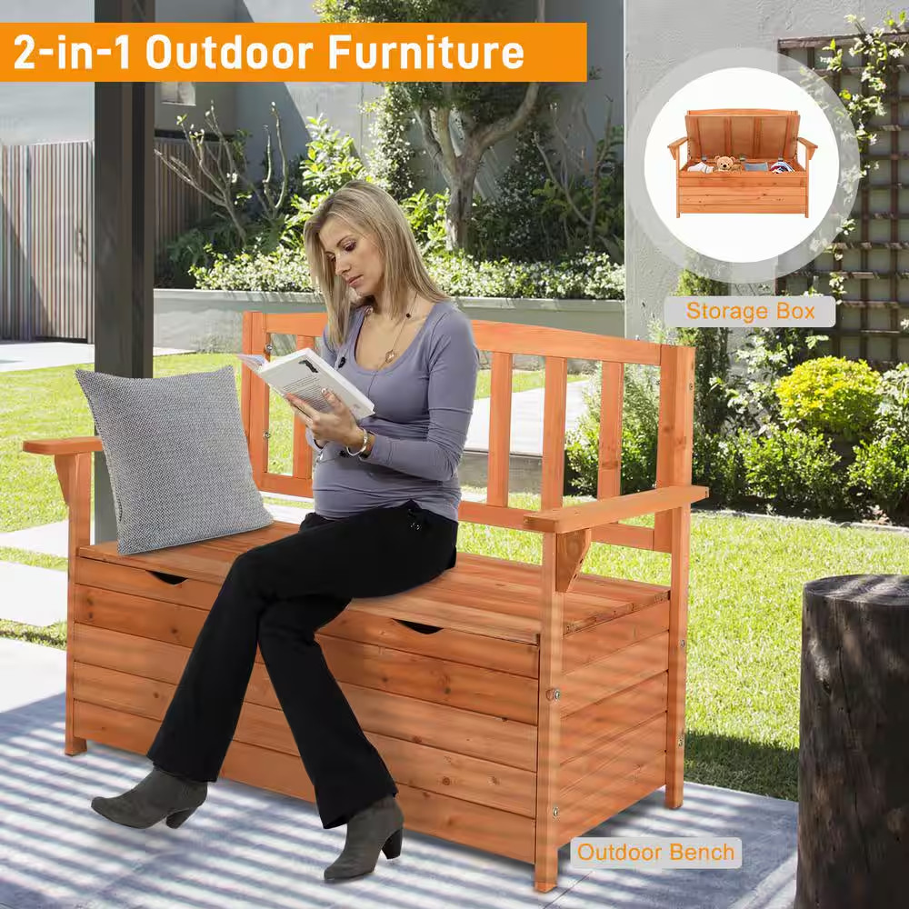42 Gal. Solid Wood Cedar Outdoor Storage Bench