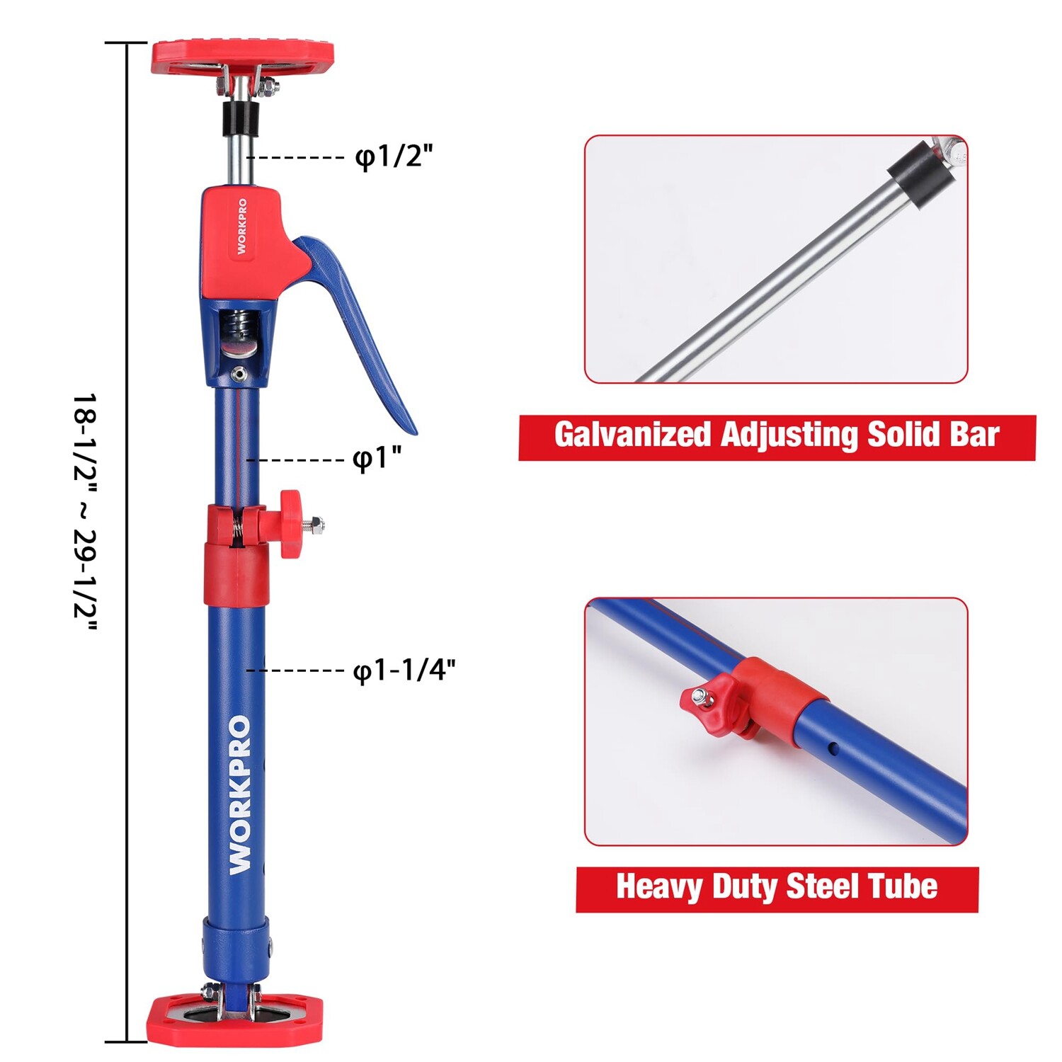 WORKPRO 2PK Cabinet Jack Support Pole Telescopic Quick Support Rod 18.5-29.5INCH