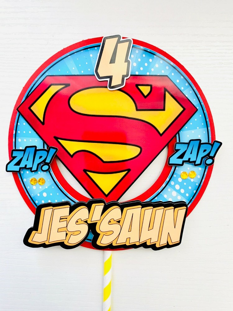 Personalized Superman Theme Cake Topper