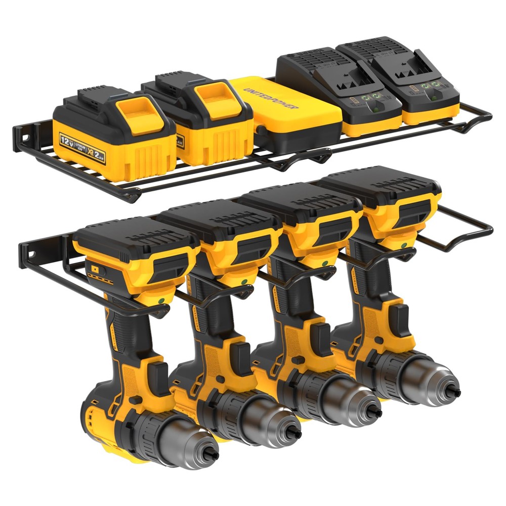 Heavy Duty Power Tool Organizer - Wall Mounted Drill Rack & Tool Shelf