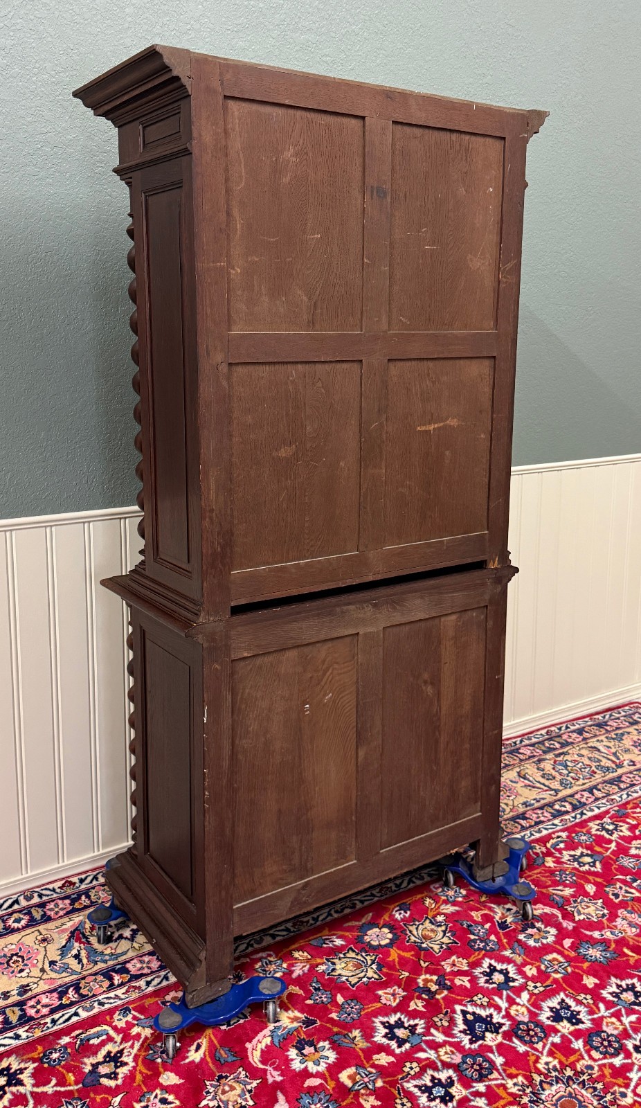 Antique French Bookcase & Chest of Drawers Display Cabinet Barley Twist Oak