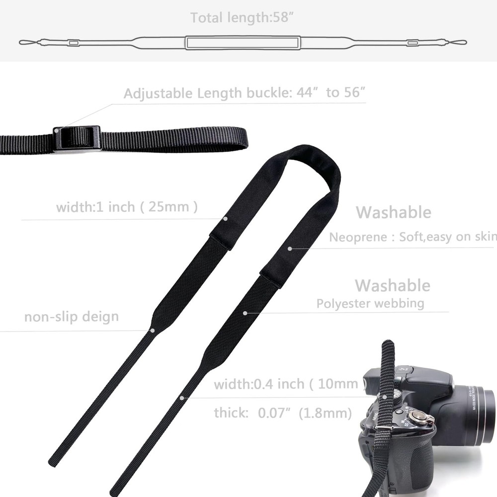 Camera Neck Strap Thin,Binocular Strap with Neoprene Padding,Camera Lanyard,Digi
