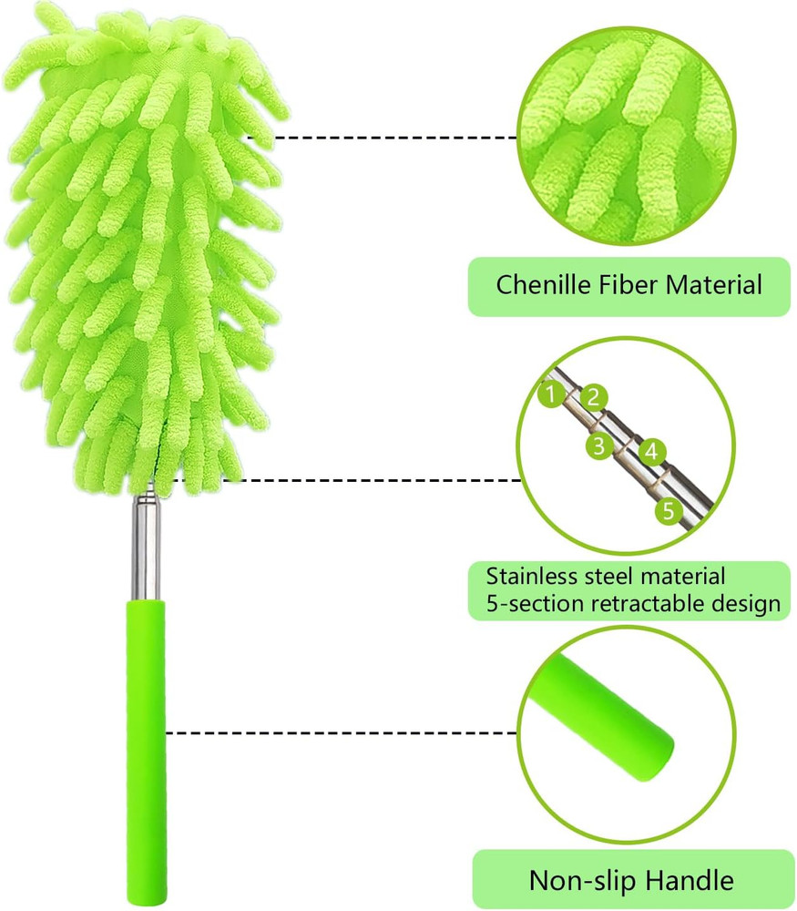 2 Pack Extendable Microfiber Feather Duster for Cleaning, Washable Dusters, up t