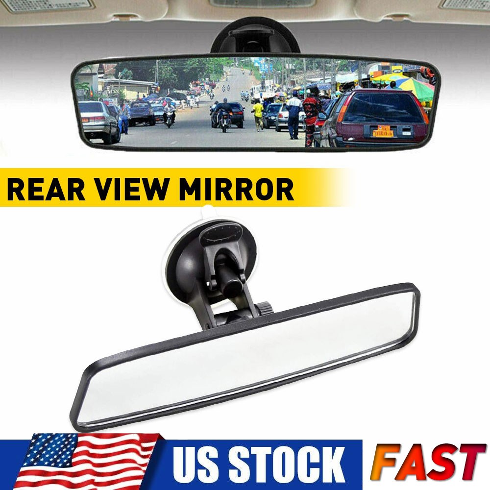 Car Interior Rear View Mirror Wide Flat Suction Cup Universal Angle Adjust EAH