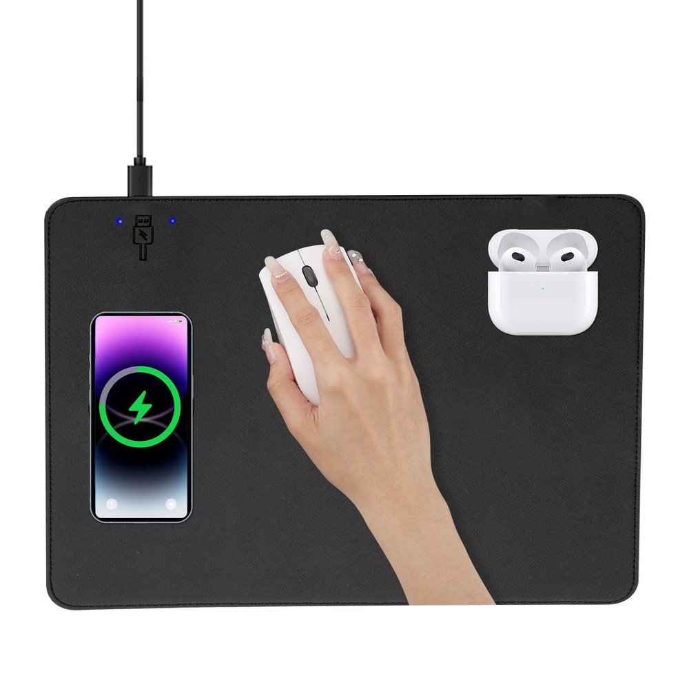Wireless Charging Mouse Pad Firelison 2 in 1 Leather Multifunctional Office D...
